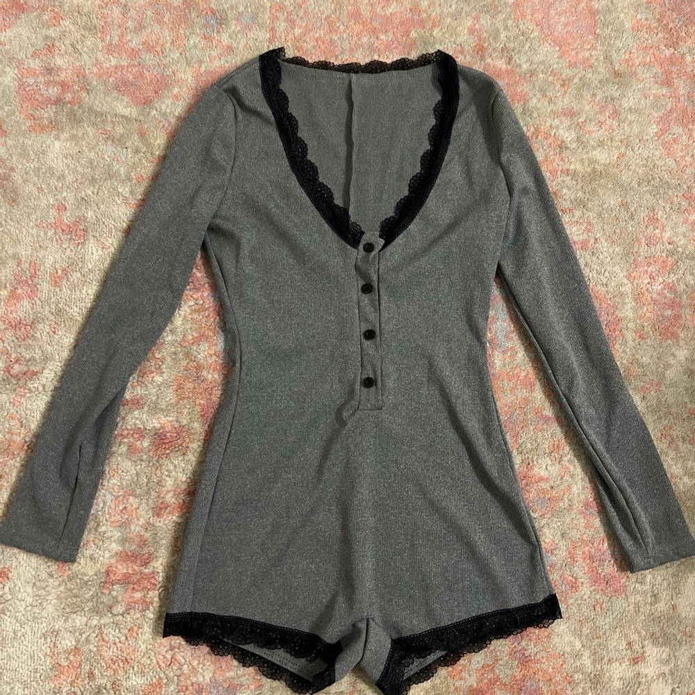 Lace Trim Sleep Romper
